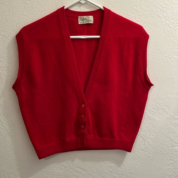 Vintage Other - Vtg 1960s Dalton cashmere cropped vest in red